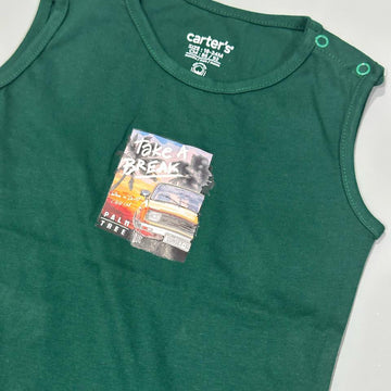 DARK GREEN TAKE A BREAK PRINT HALF BODY ROMPER